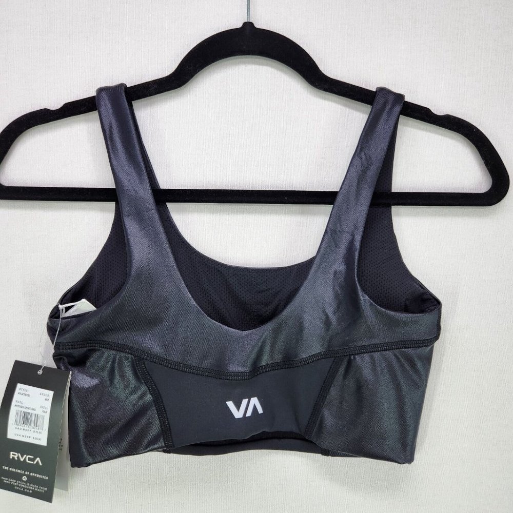RVCA Sports Bra Adults XS Slick Black Matte Shine Womens New - Picture 2 of 10